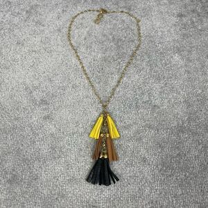 Henri Bendel Retired Tiered Tassle Dangle Necklace Charm Gold Hardware